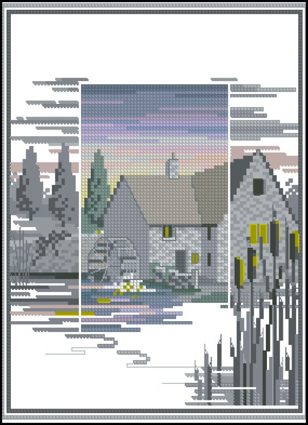 Вышивка крестом Водяная мельница