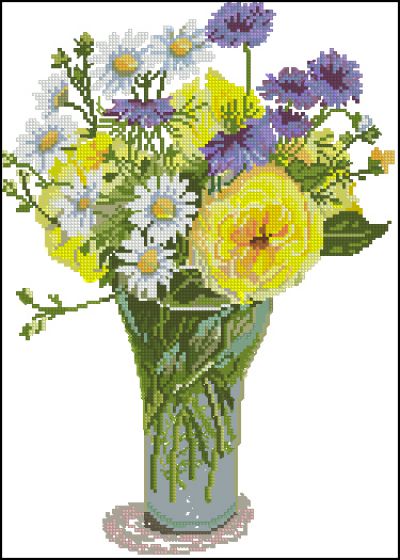 Вышивка крестом Полевые цветы в вазе