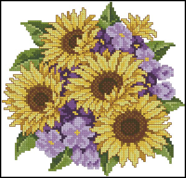 Вышивка крестом Подсолнухи и фиалки