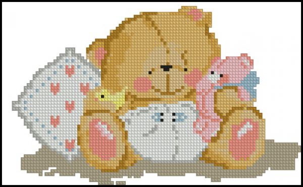 схема для вышивки крестом Мишутка-малыш 