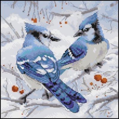 Вышивка крестом Свидание зимой