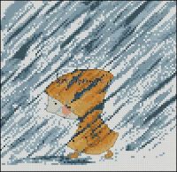 Вышивка крестом Девчока под дождем