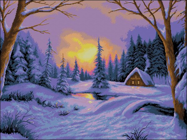 Вышивка крестом Зимний пейзаж