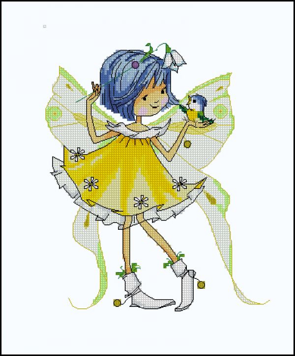 Вышивка крестом Фея в желтом