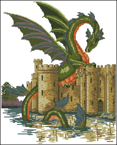 схема вышивки крестом водяной дракон