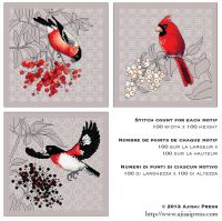 схема вышивки блекворк зимние птицы