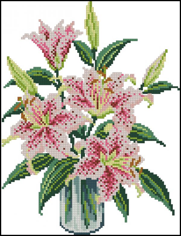 Вышивка крестом Прекрасные звездные лилиии