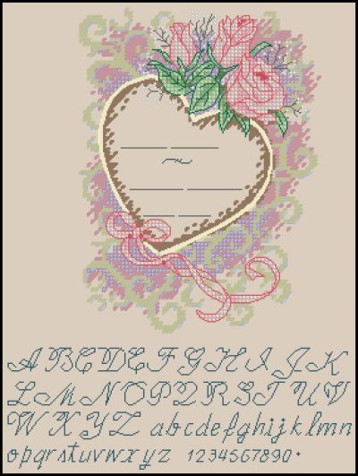 Вышивка крестом Свадебная метрика - сердце