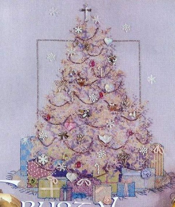 схема вышивки крестом хрустальная елка