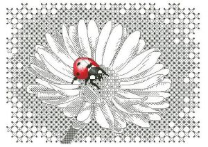 Вышивка крестом Ромашка и букашка