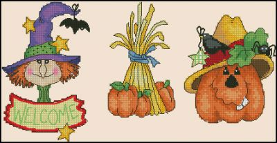 схема вышивки крестом мини мотивы на Хэллоуин