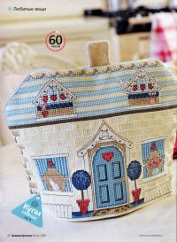 Вышивка крестом грелки на чайник Чайный домик