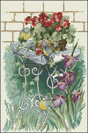 Вышивка крестом Сад голубой синицы