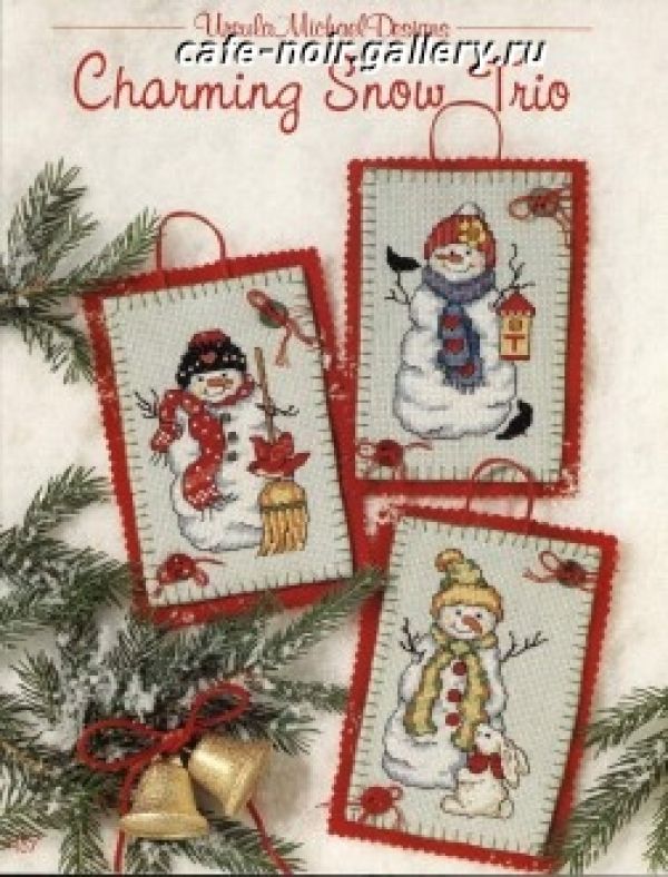 Вышивка крестом Новогодние снеговики