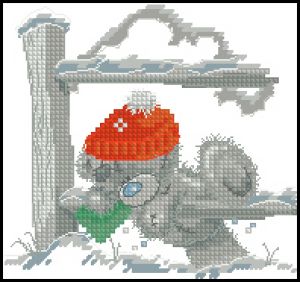 Вышивка крестом Зимний Тедди