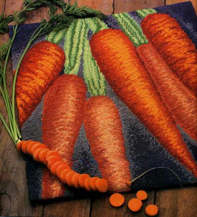 схема вышивки крестом морковная подушка