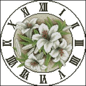 схема вышивки крестом часы с лилиями