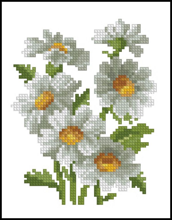 Вышивка крестом Милые ромашки - милый букетик