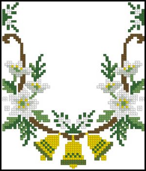 схема вышивки крестом новогодние колокольчики с цветами