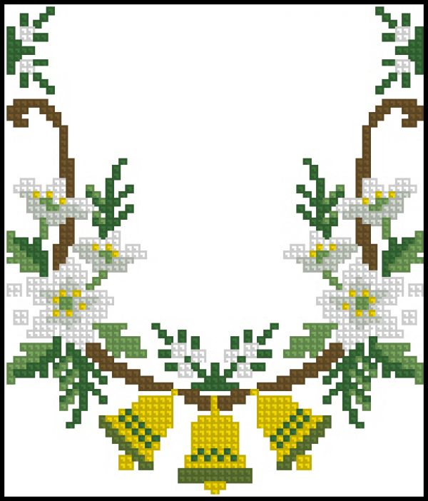 схема вышивки крестом новогодние колокольчики с цветами