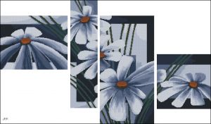 схема для вышивки ромашек Albina K Polyptych Daisies