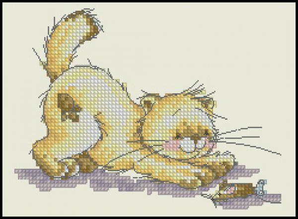 Вышивка крестом Кот и мышка