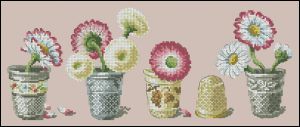 Вышивка крестом Маргаритки и наперстки