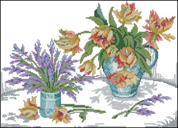 Вышивка крестом Тюльпаны и дикий рис