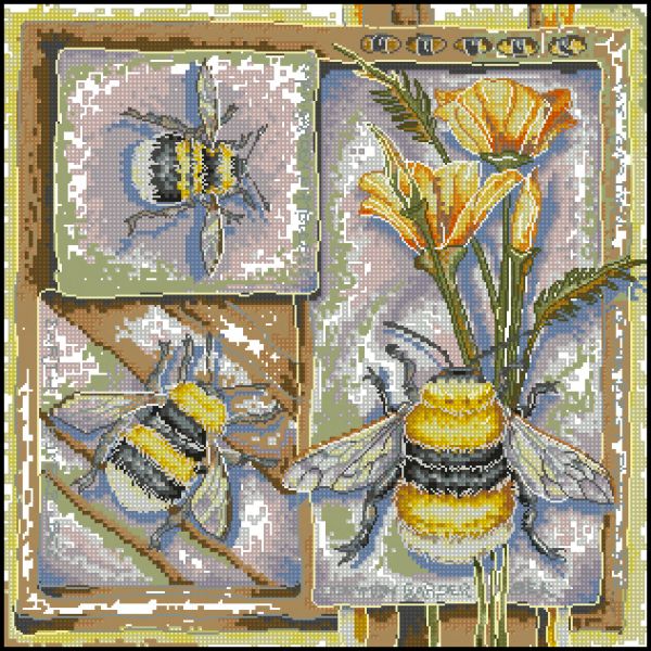 схема вышивки крестом семплер с пчелами