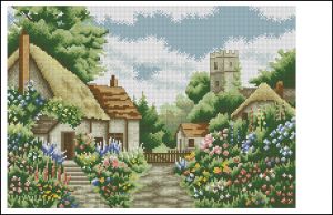 Вышивка крестом Возле английского замка