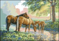 Вышивка крестом Лошади у ручья